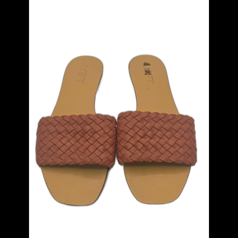 LOFT Braided Leather Slide Sandals Rose Size 8M